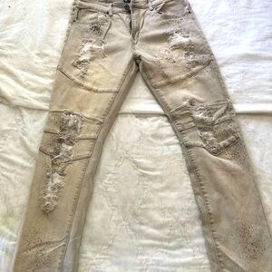 Waimea Paint Splat Moto Jeans Skinny Fit Pants 34W x 32L Men's Gray NWOT!!🔥